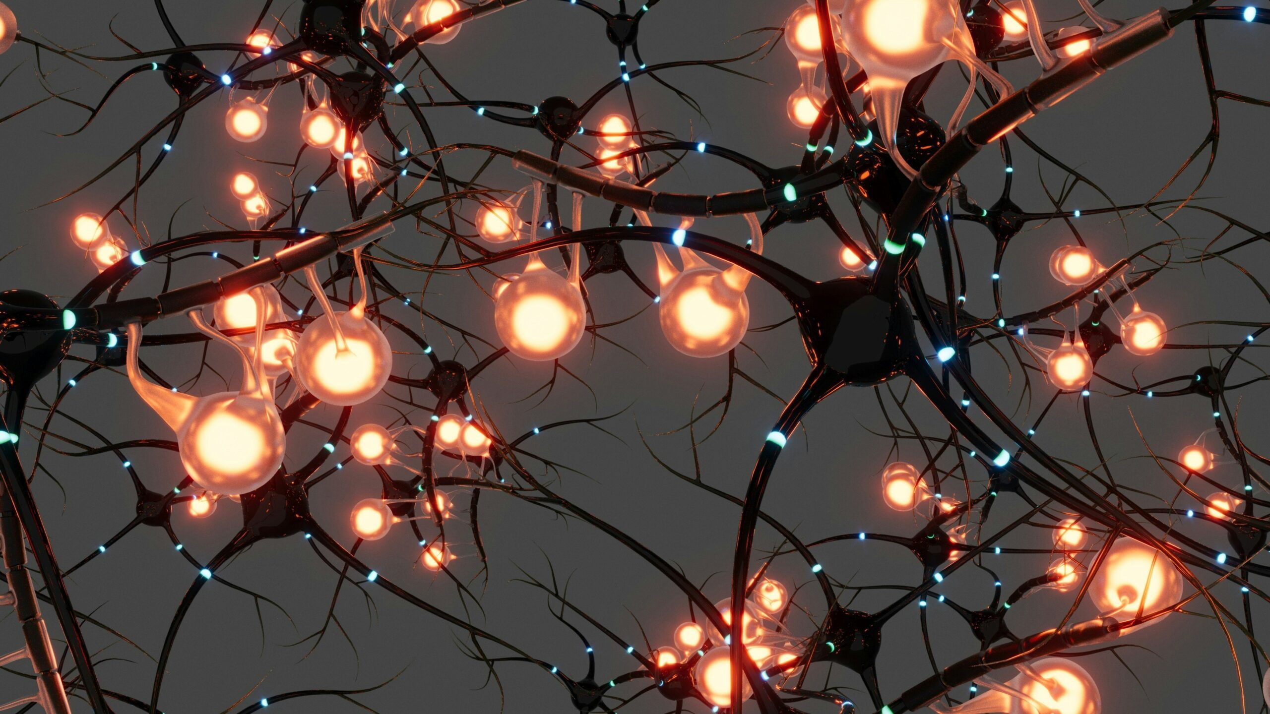 Lights symbolising the intricate interconnections of the human brain.