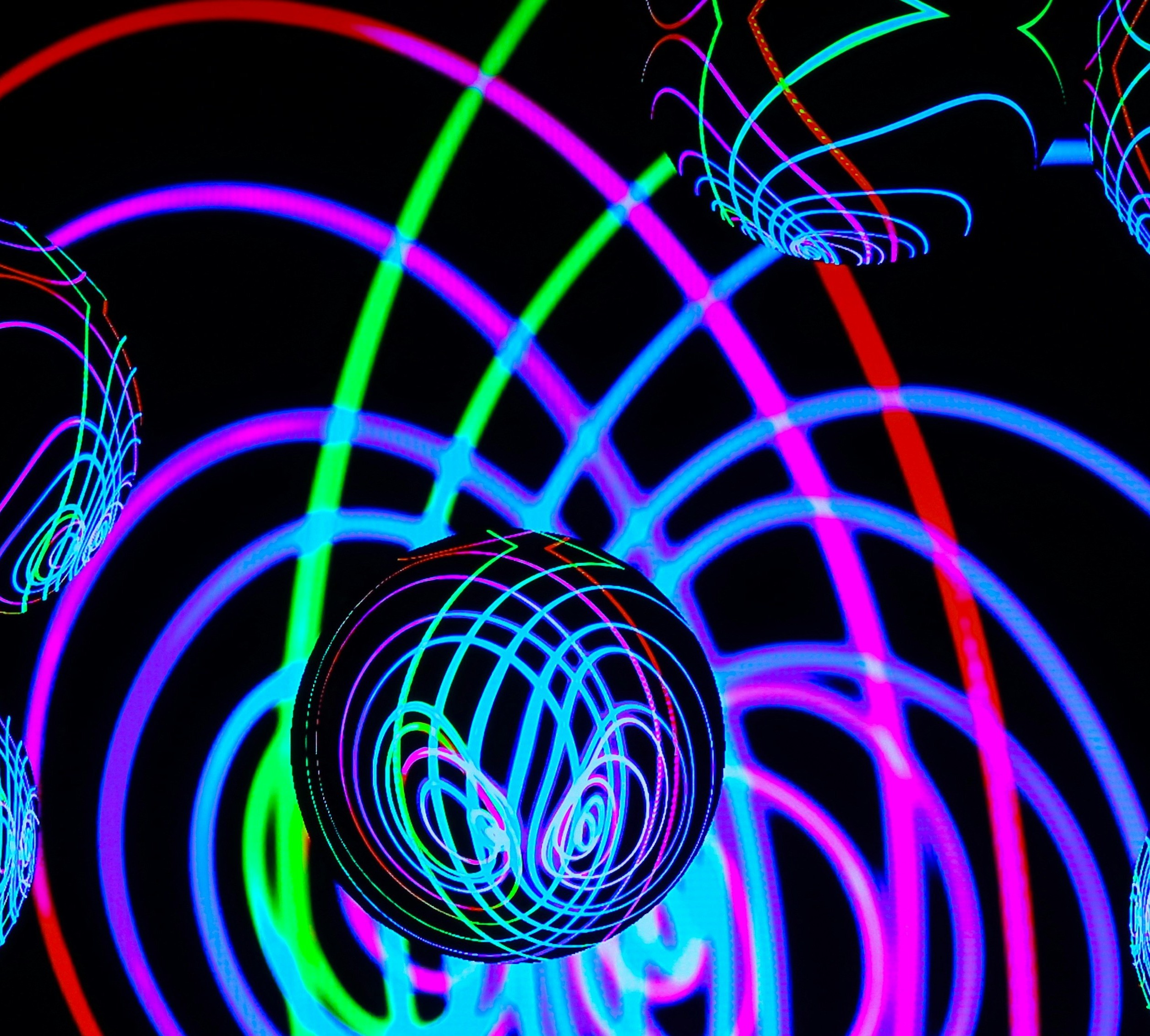 Various colors of lights in a spiral illustration