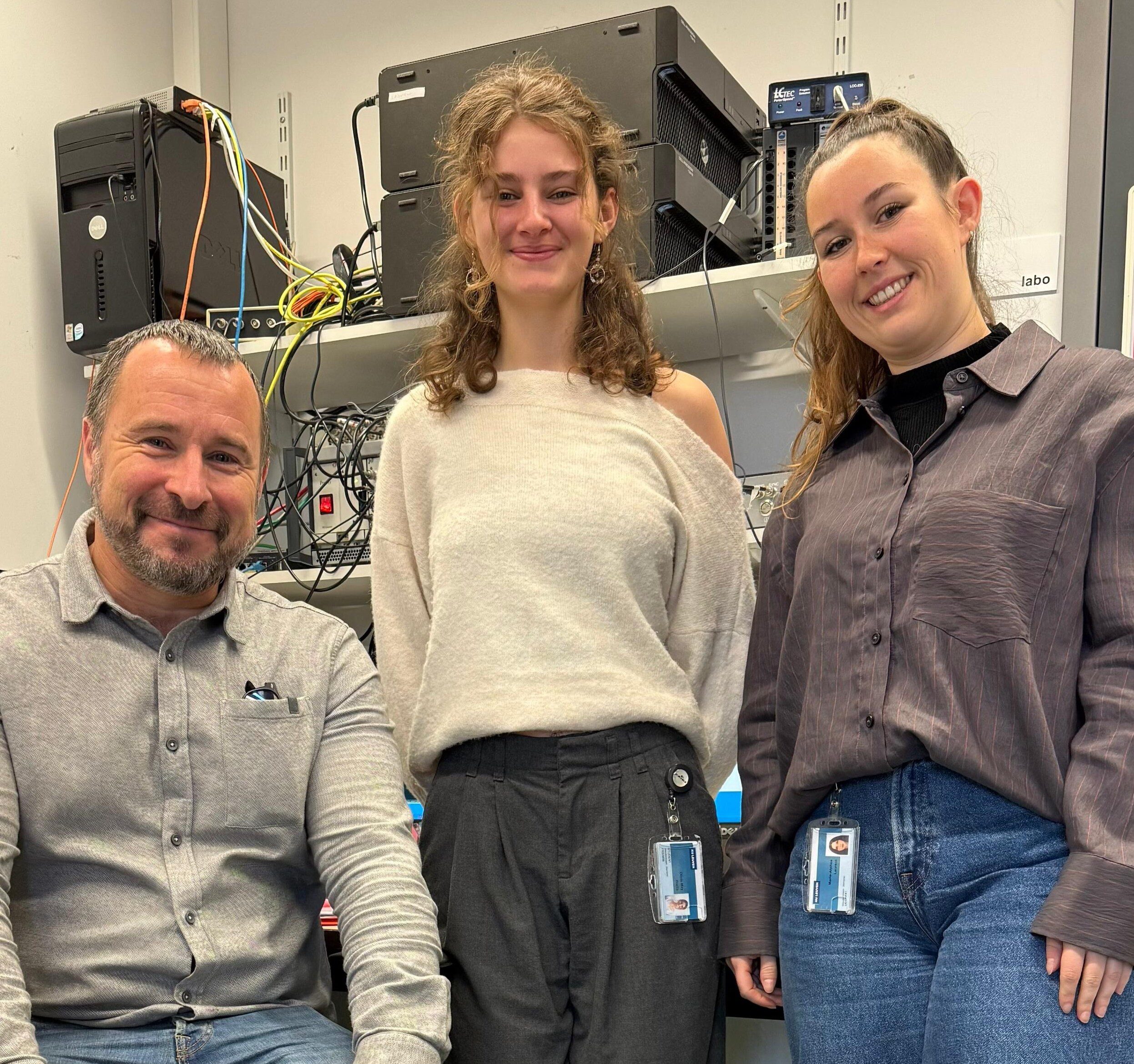 The current team at KU Leuven: Dr. Marie-Alphee Laurent (postdoc, right), Olivia Wallis (PhD student, middle) and Peter Janssen (left)