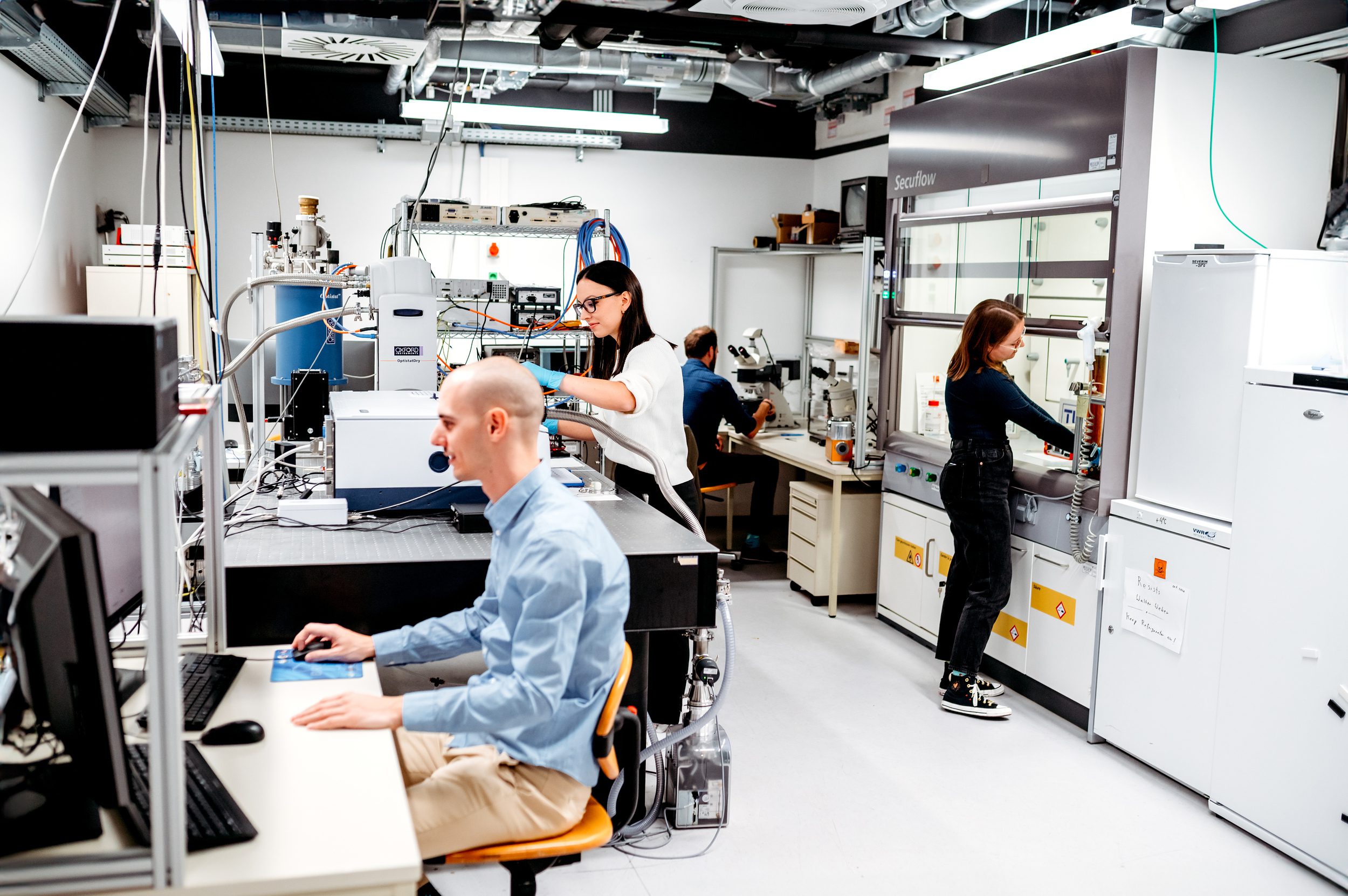 The NEMELIES team working in the Lab